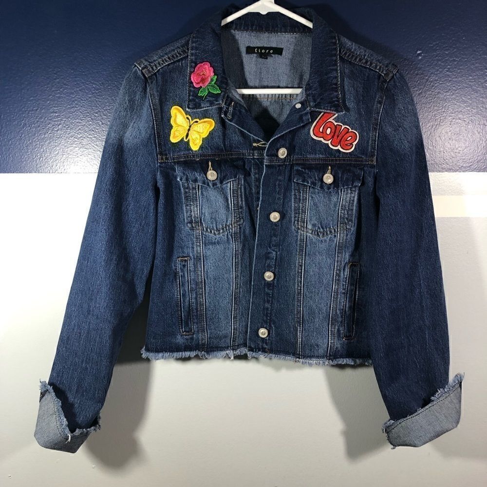 Denim Jacket with Patch Details Size Large